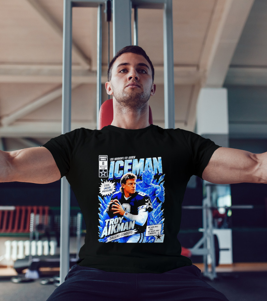 Troy Aikman Dallas Cowboys Comics Iceman Coolest QB Ever T-Shirt
