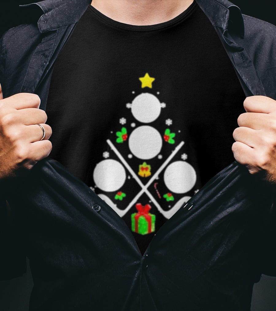 Golf Clubs Balls Christmas Tree Present Star T-Shirt