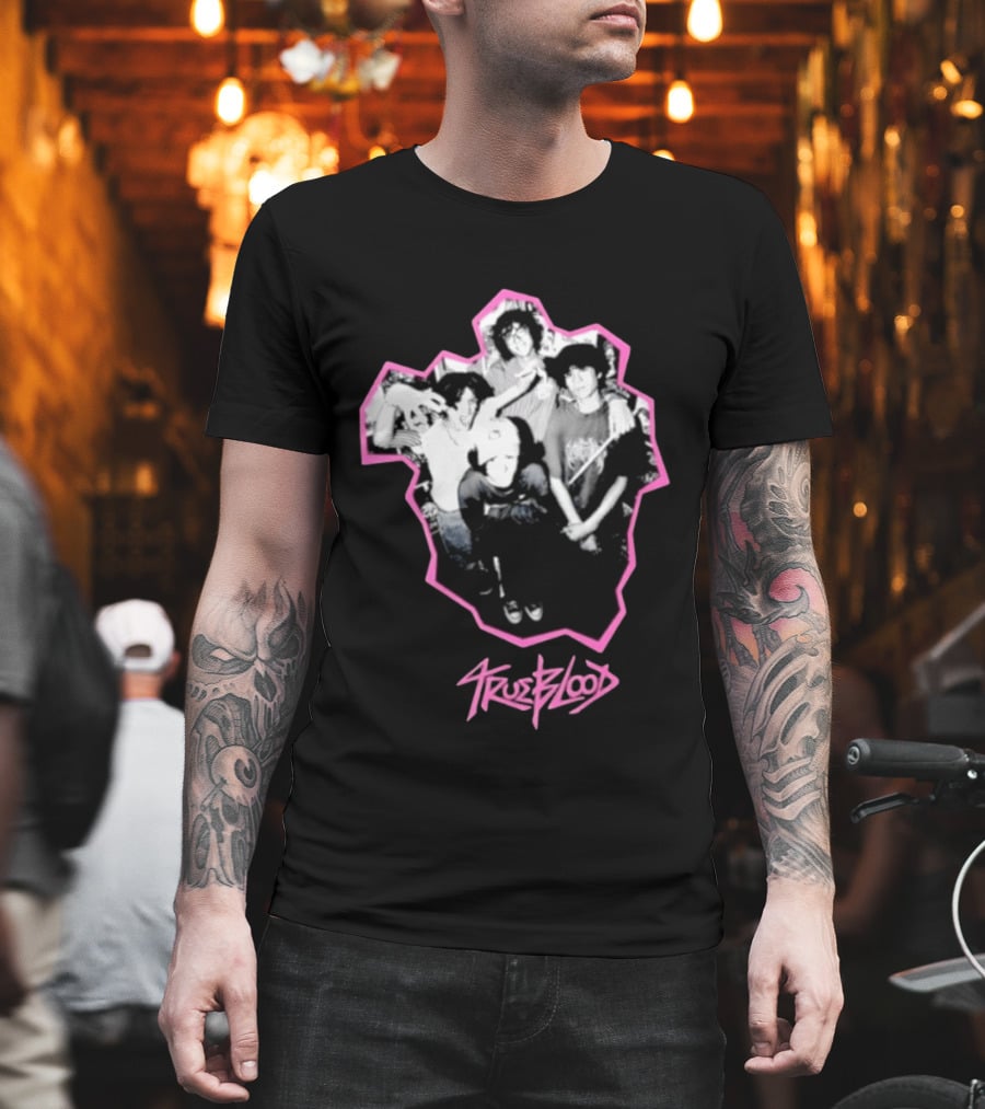 Trueblood Band Vintage Black And White Group Photo With Pink T-Shirt