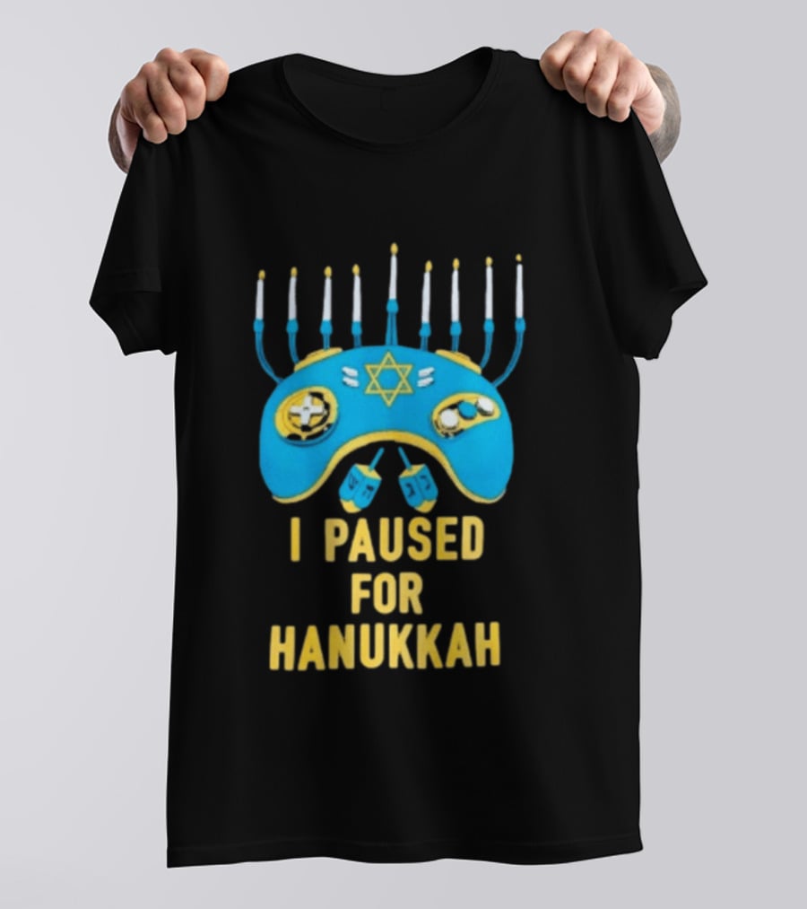 I Paused For Hanukkah Menorah Gaming Controller Star Of David T-Shirt