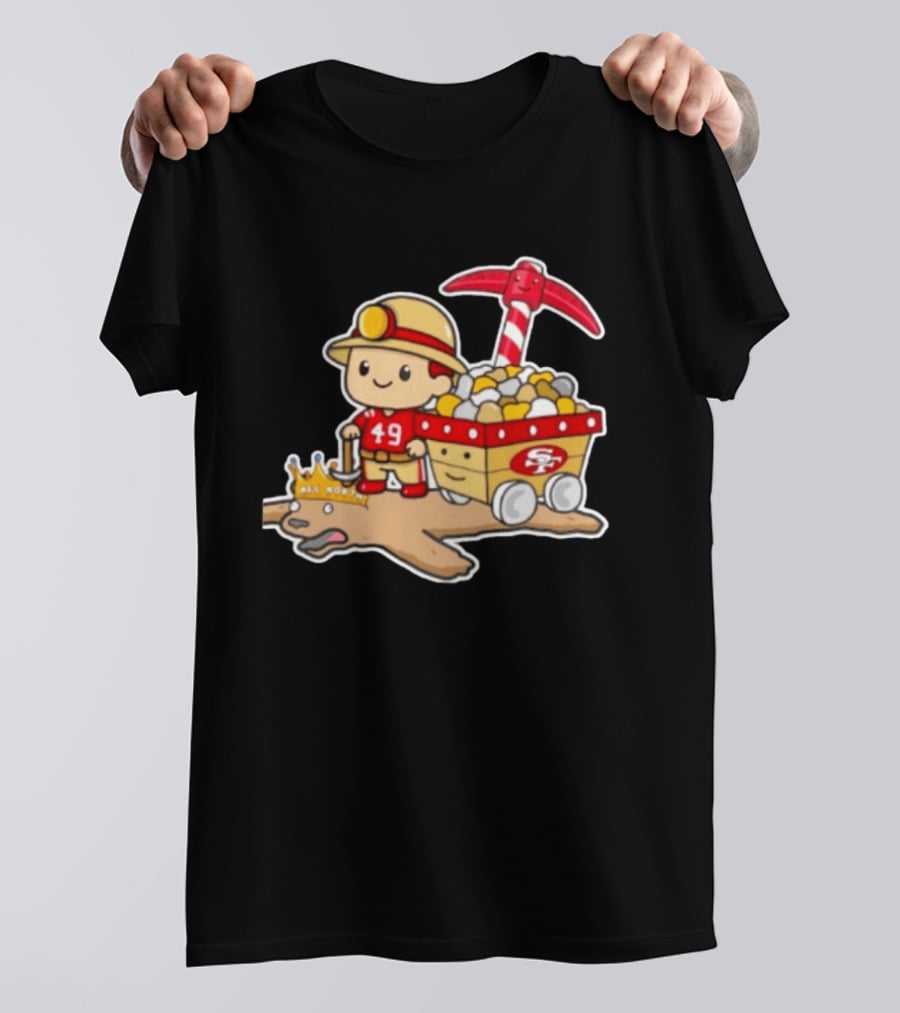 San Francisco 49ers Stop The Cardiac Bears Miner Character With Pickaxe And Cart T-Shirt