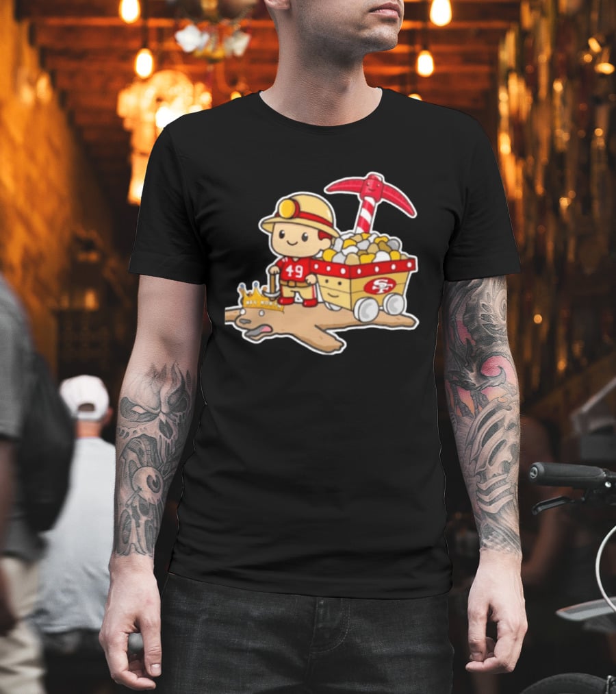 San Francisco 49ers Stop The Cardiac Bears Miner Character With Pickaxe And Cart T-Shirt