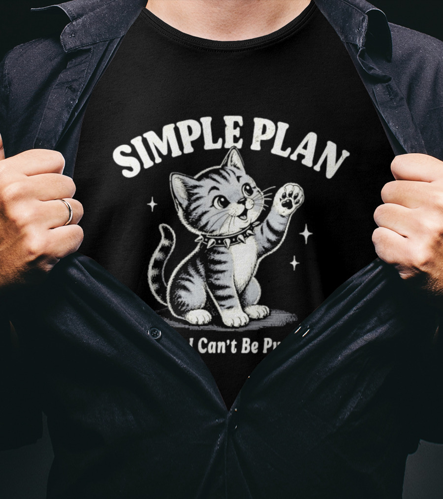 Simple Plan Sorry I Can't Be Purrfect Cat Cartoon T-Shirt