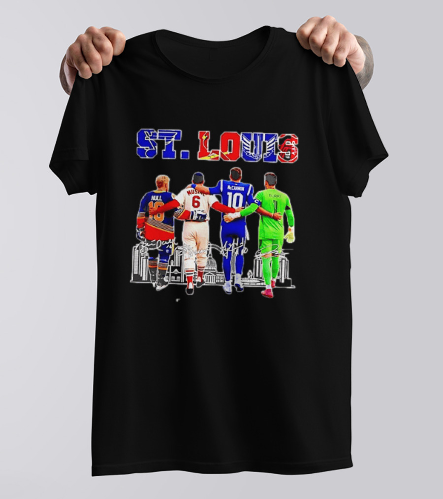 St Louis Hull Musial McCarron Berube Sports Team Players United Iconic City Skyline T-Shirt