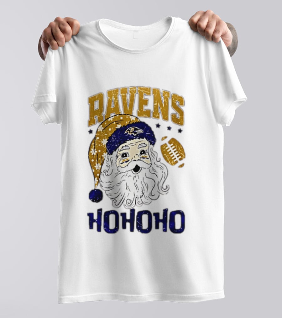 Baltimore Ravens Santa Claus Ho Ho Ho Merry Christmas T-Shirt