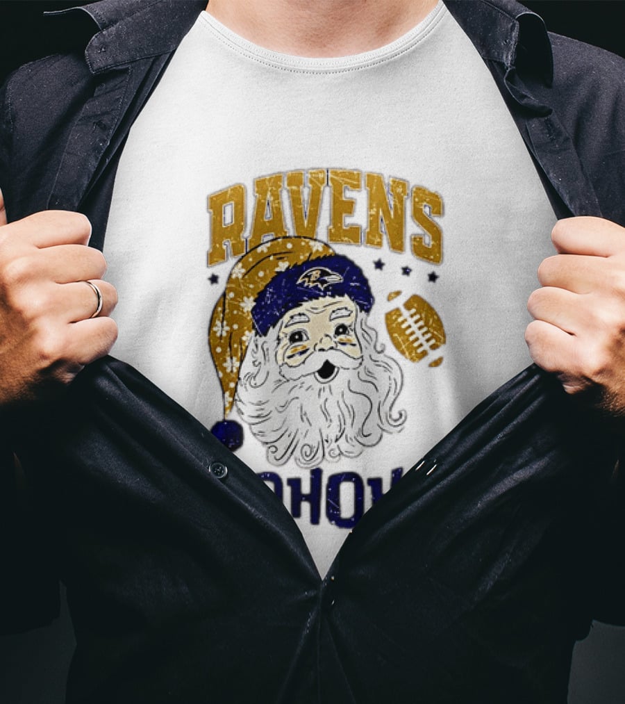 Baltimore Ravens Santa Claus Ho Ho Ho Merry Christmas T-Shirt