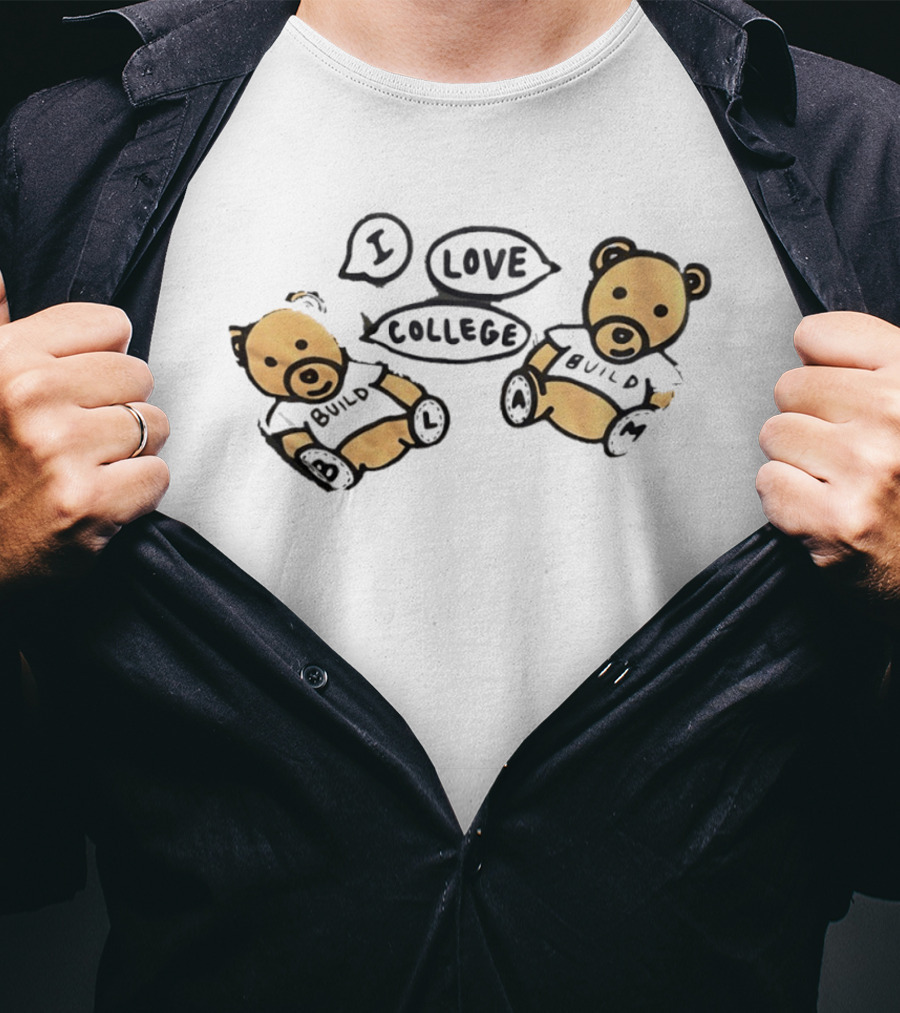 I Love College Build Bears Teddy Bear Campus T-Shirt