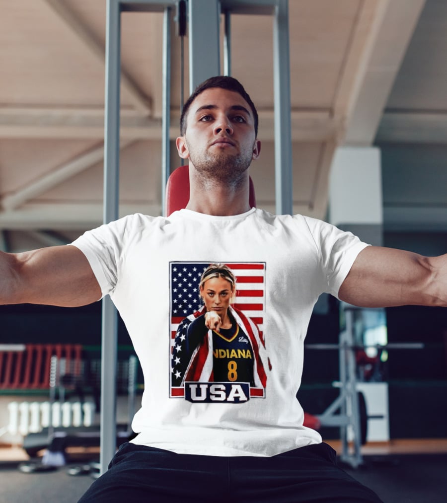 Indiana Fever WNBA Player Pointing American Flag USA Basketball Sports T-Shirt