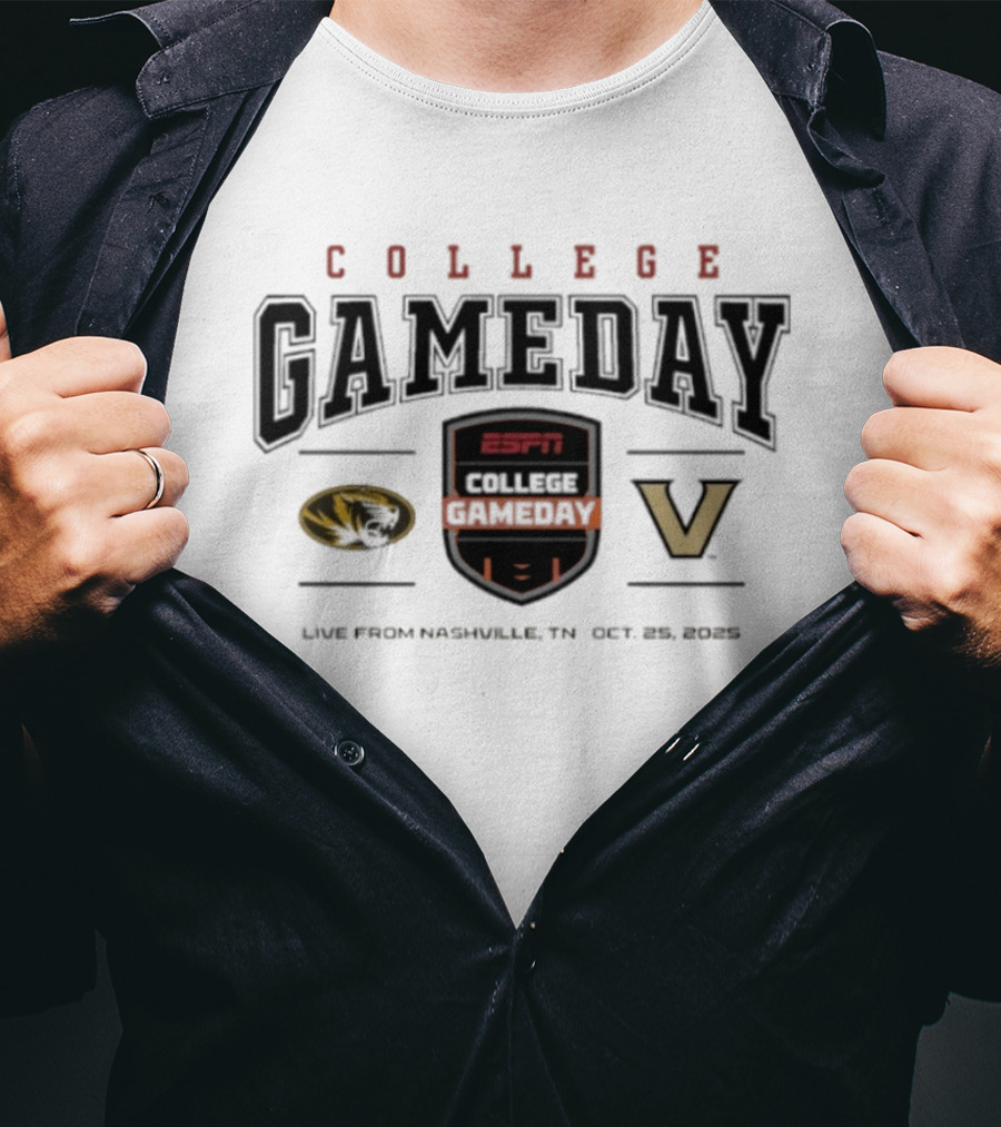 College Gameday 2025 Missouri Vs Vanderbilt Live From Nashville Oct 25 2025 T-Shirt