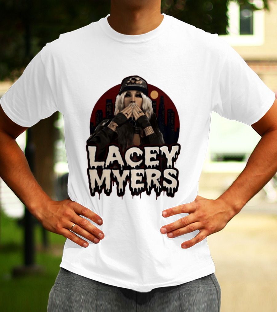 Lacey Myers City Skyline Red Moon Horror T-Shirt