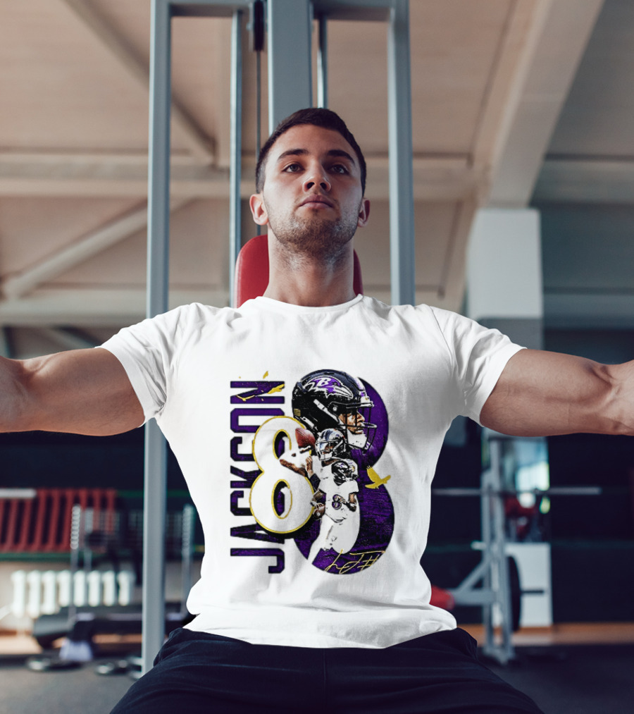 Lamar Jackson 8 Baltimore Ravens NFL Football Star Player T-Shirt