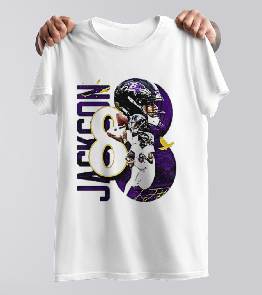 Lamar Jackson 8 Baltimore Ravens NFL Football Star Player T-Shirt