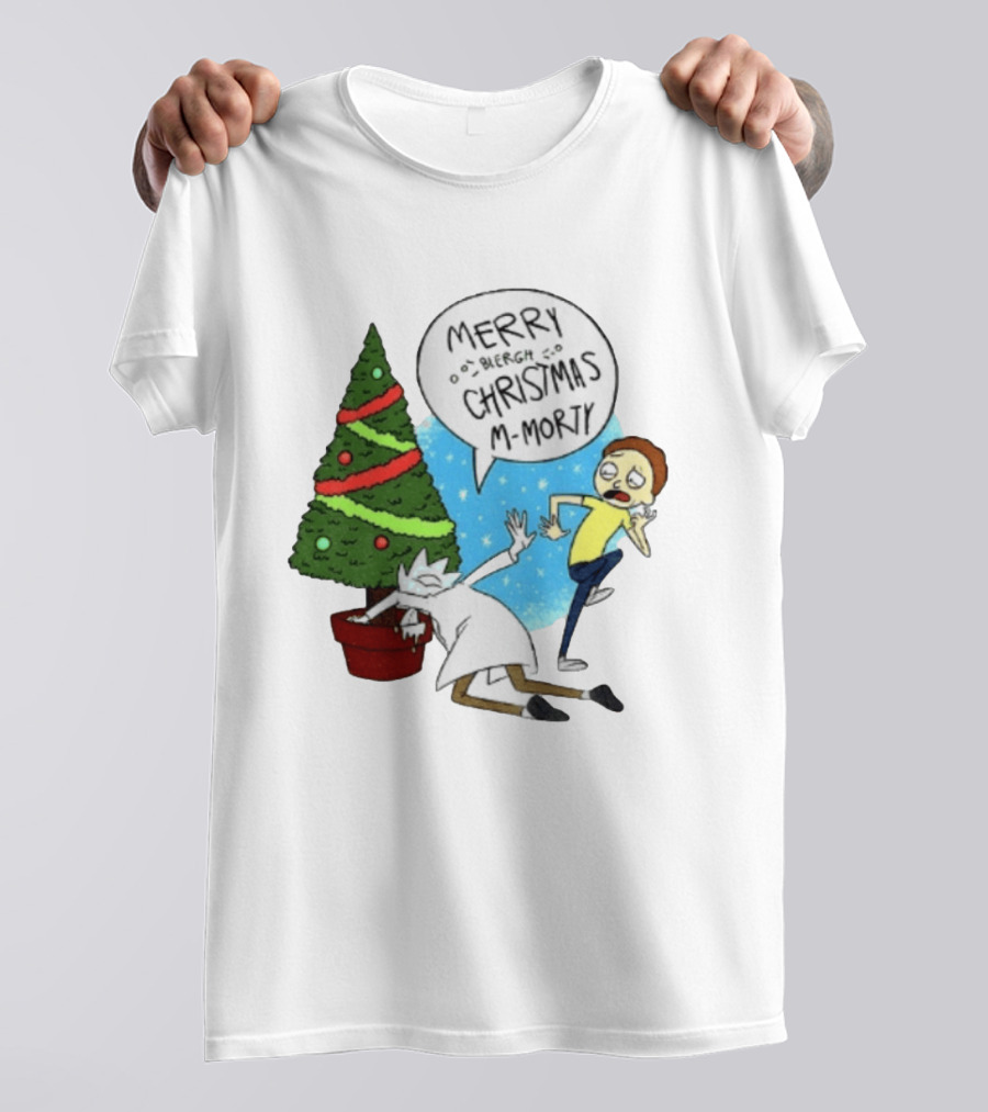Merry Blergh Christmas M Morty Drunk Ricks Greeting Rick And Morty T-Shirt
