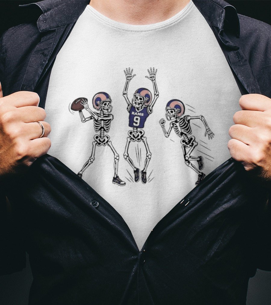 Los Angeles Rams Matthew Stafford 9 Skeleton Football Players T-Shirt