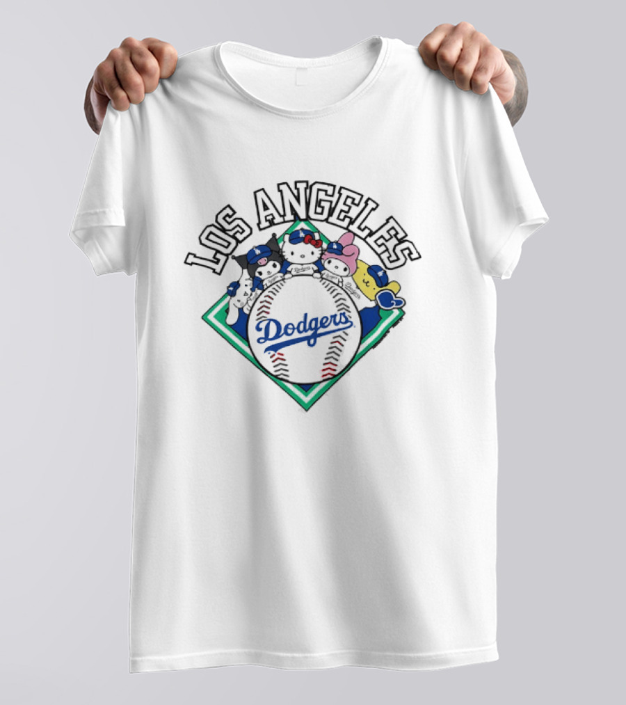 Los Angeles Dodgers Sanrio Baseball Characters T-Shirt