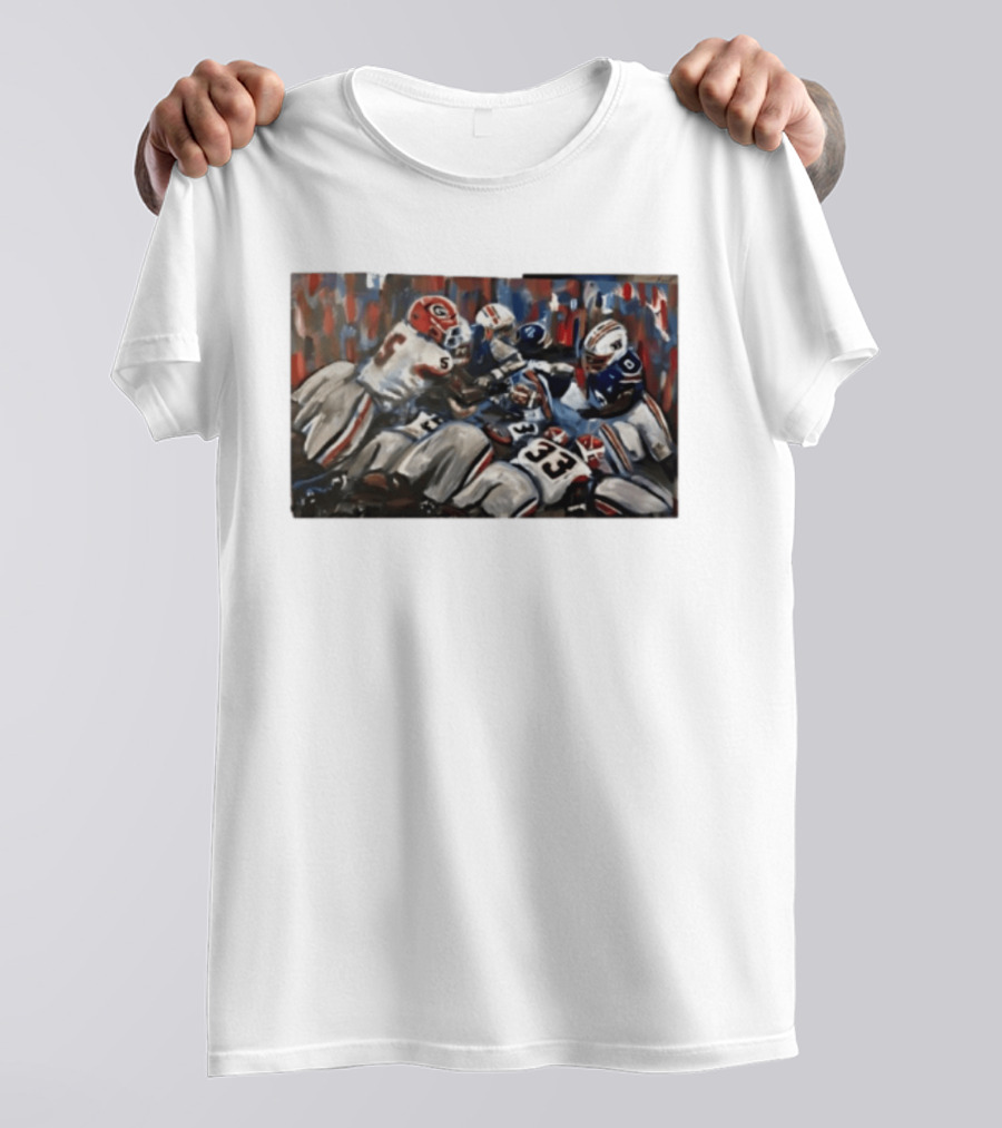 Georgia Bulldogs Auburn Tigers College Football Rivalry Game Day Action T-Shirt