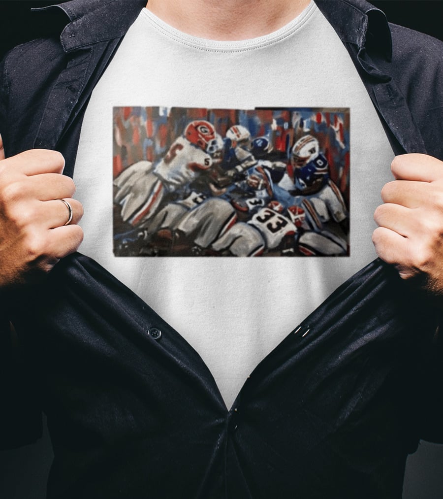 Georgia Bulldogs Auburn Tigers College Football Rivalry Game Day Action T-Shirt