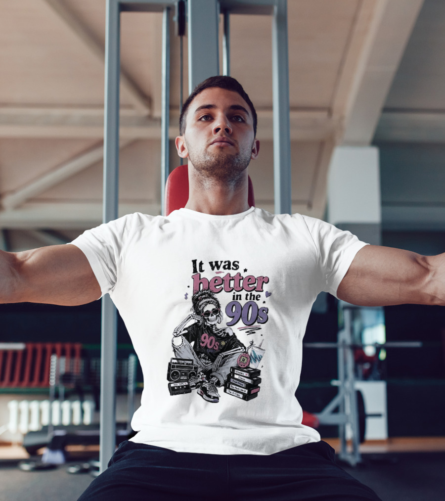 It Was Better In The 90s Skeleton Nostalgia Vibes Cassette Tapes And Books T-Shirt