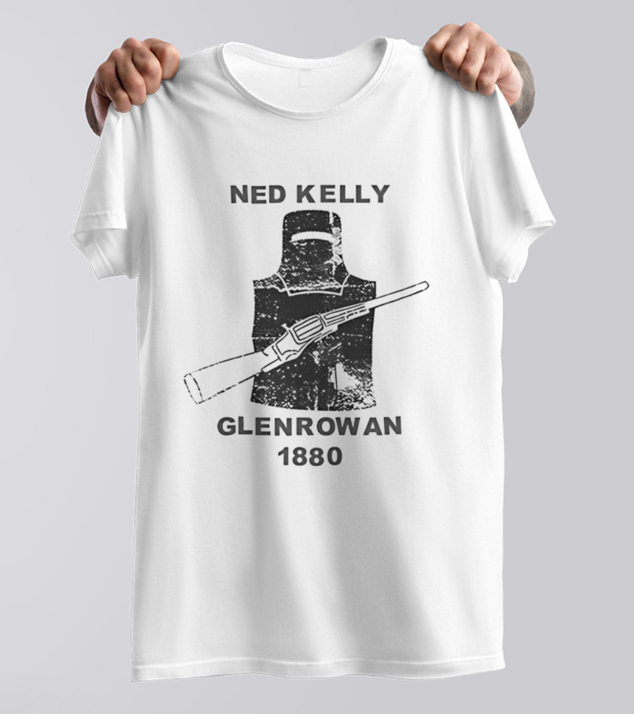 Ned Kelly Glenrowan 1880 Distressed Australian History Iconic Outlaw Image T-Shirt