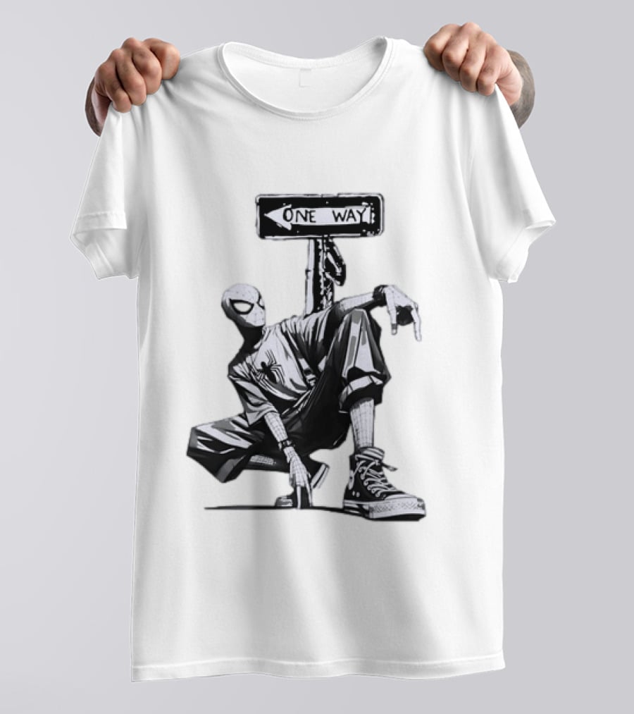 Spider Man One Way Street Pose Marvel Super Hero Converse Sneakers T-Shirt