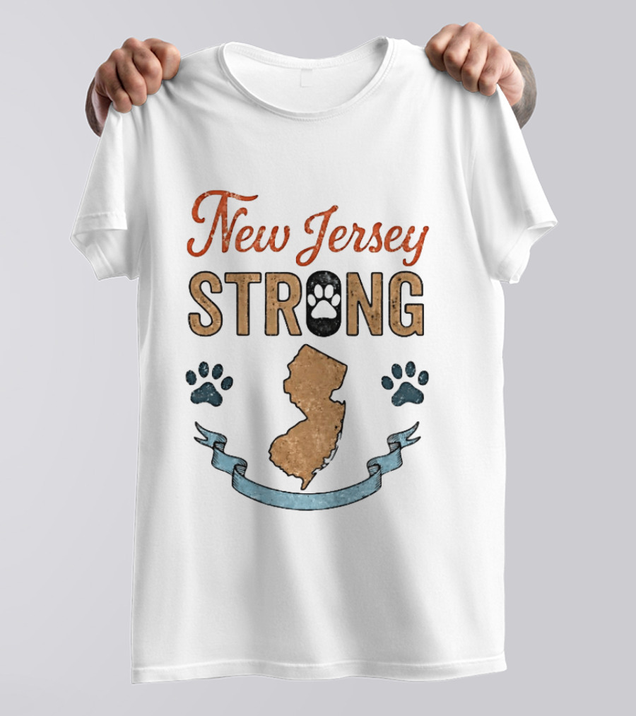 New Jersey Strong Standwithoscar Paw Print State Pride T-Shirt