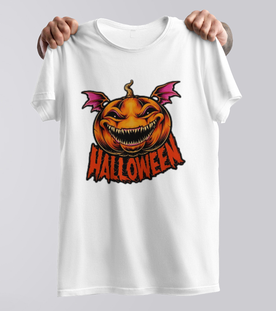 Halloween Bat Winged Jack O' Lantern Pumpkin T-Shirt