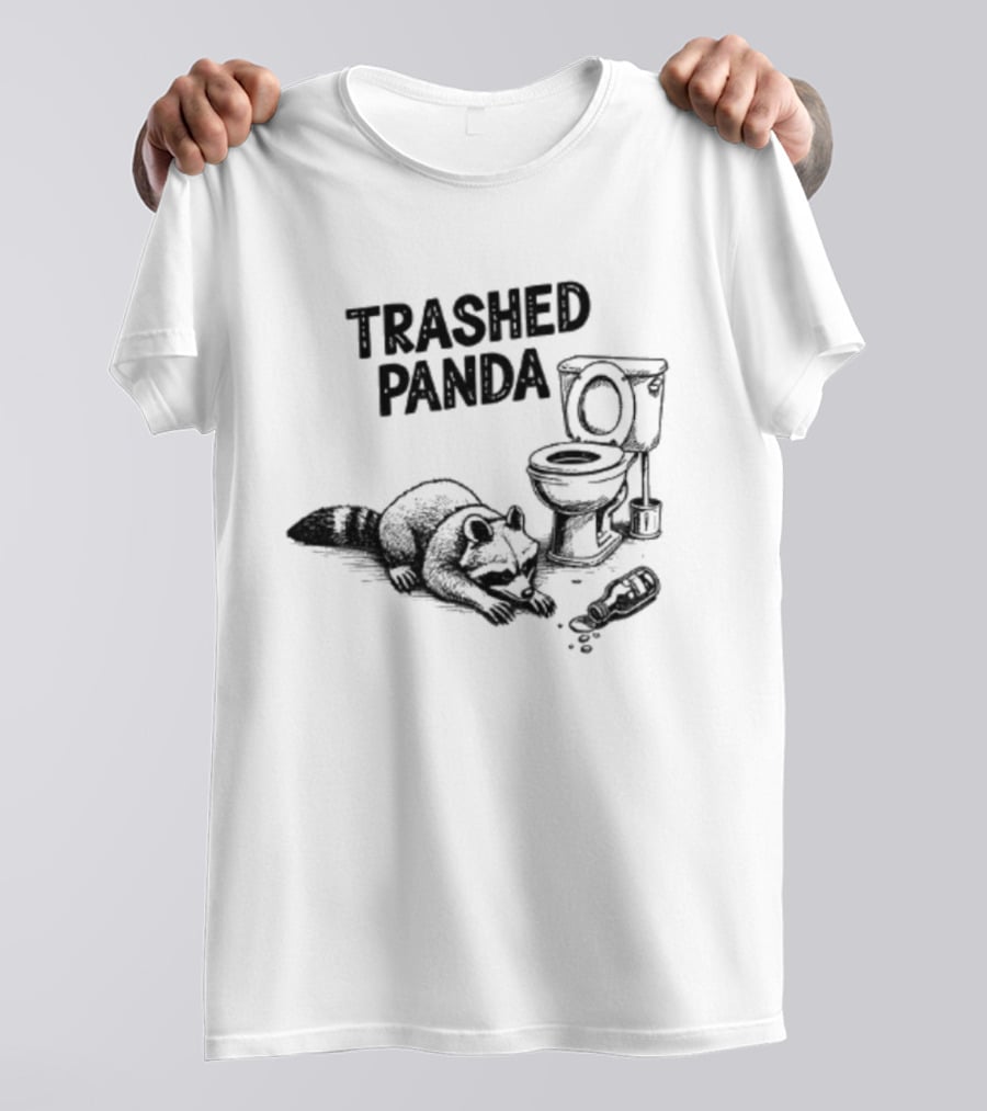 Trashed Panda Funny Raccoon Toilet Scene T-Shirt