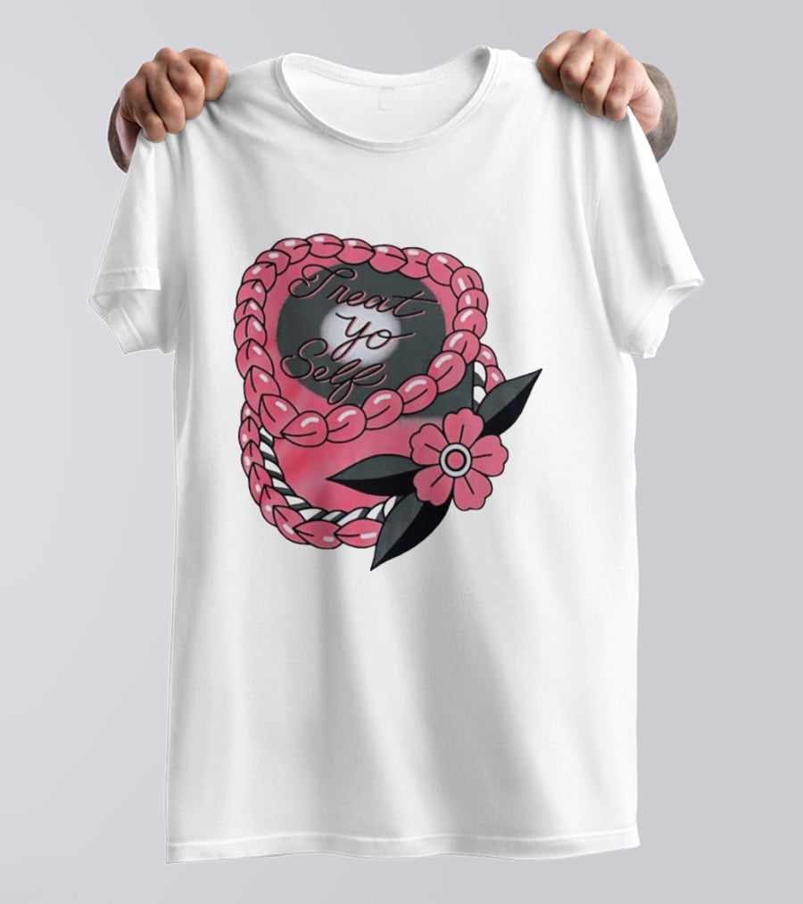 Treat Yo Self Floral Lei Parks And Recreation Pink Flower T-Shirt