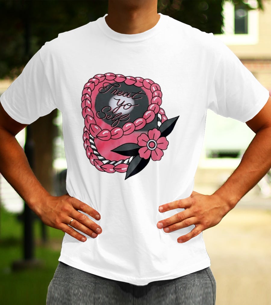 Treat Yo Self Floral Lei Parks And Recreation Pink Flower T-Shirt