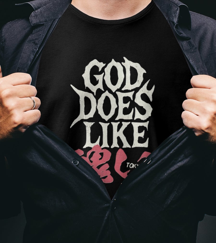 God Does Like Tokyo Japanese Kanji Soul Distressed T-Shirt