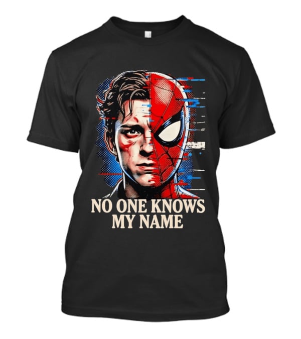 Tom Holland Spider Man No One Knows My Name Split Face Comic T-Shirt
