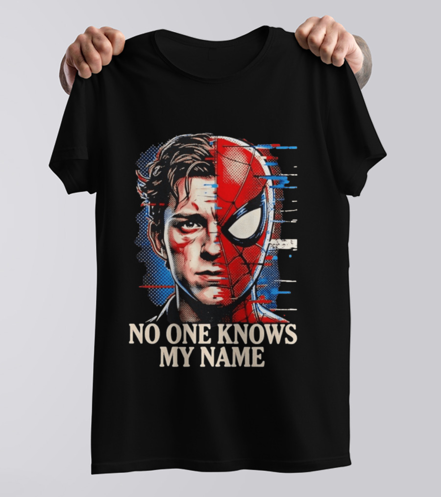 Tom Holland Spider Man No One Knows My Name Split Face Comic T-Shirt