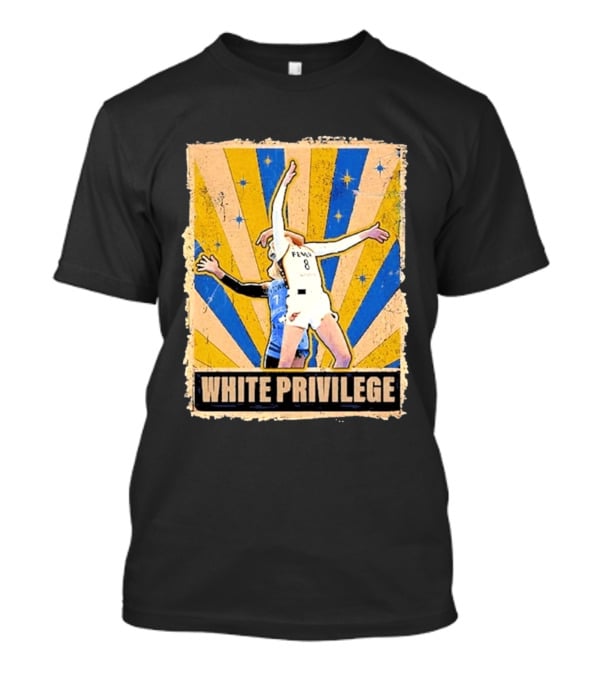 White Privilege Basketball Collision Moment Blue Yellow Starburst T-Shirt