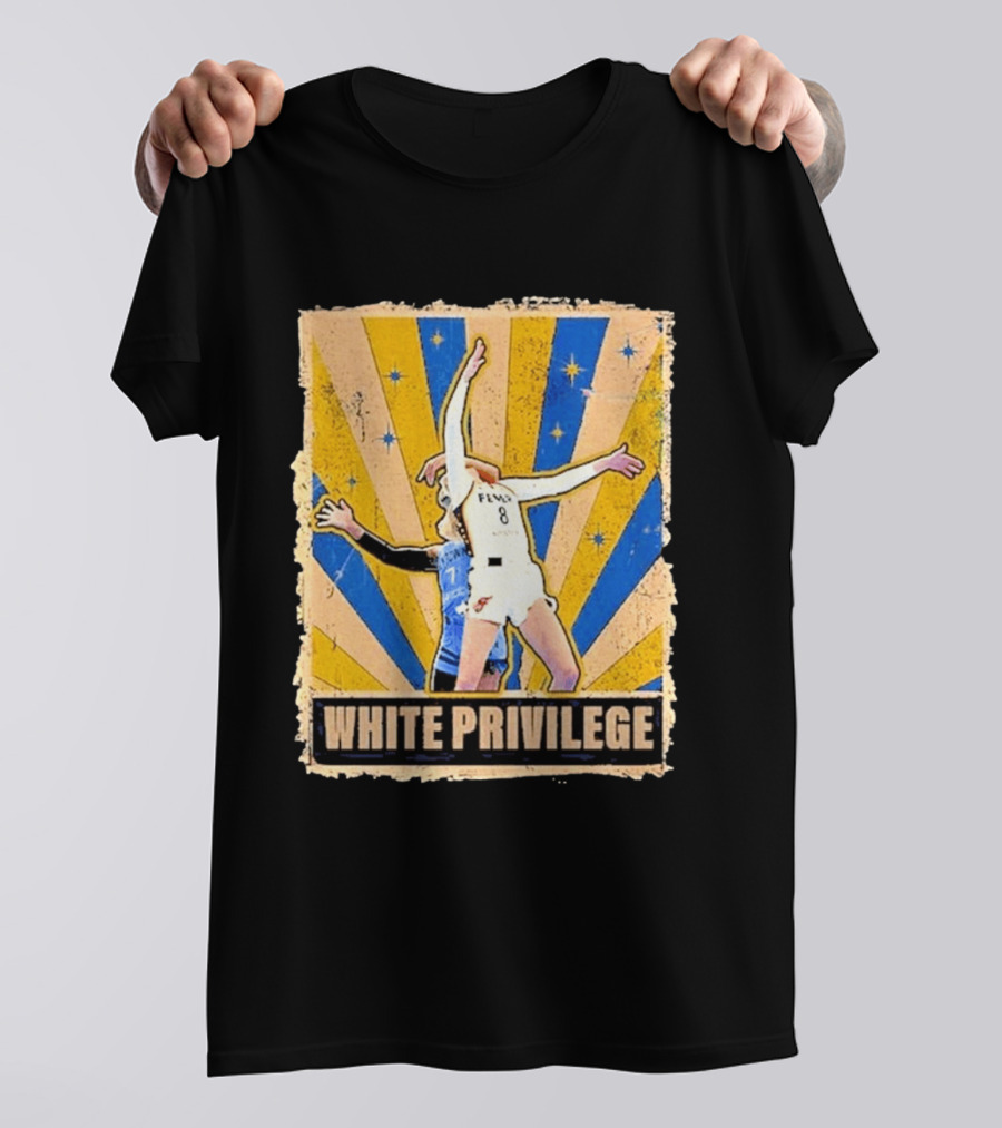 White Privilege Basketball Collision Moment Blue Yellow Starburst T-Shirt
