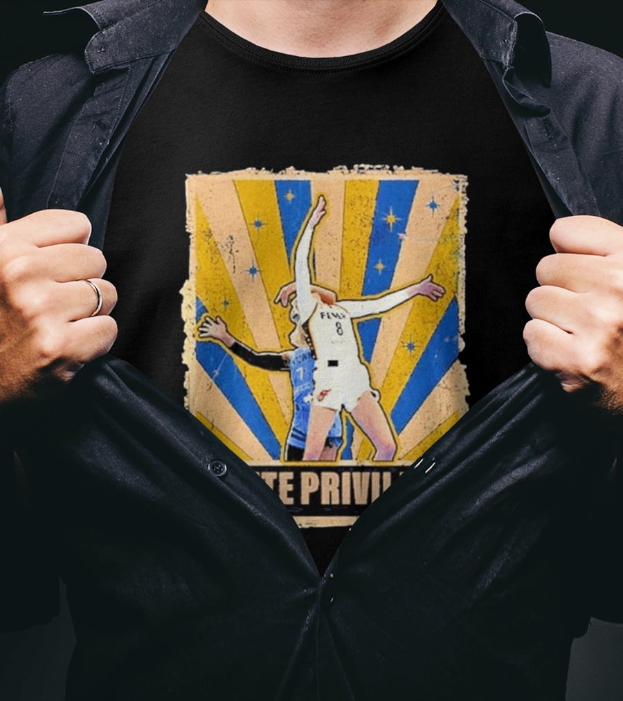 White Privilege Basketball Collision Moment Blue Yellow Starburst T-Shirt