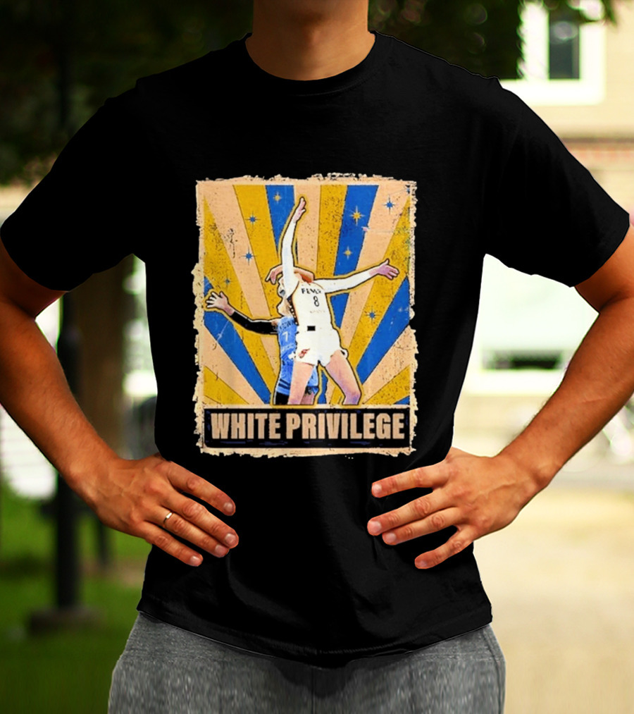 White Privilege Basketball Collision Moment Blue Yellow Starburst T-Shirt