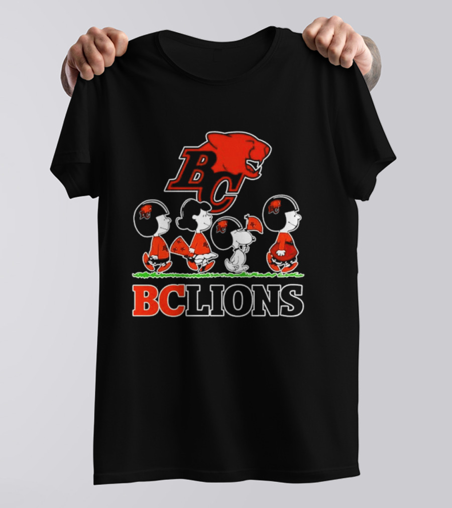 Peanuts Characters Collaboration With BC Lions CFL Team T-Shirt