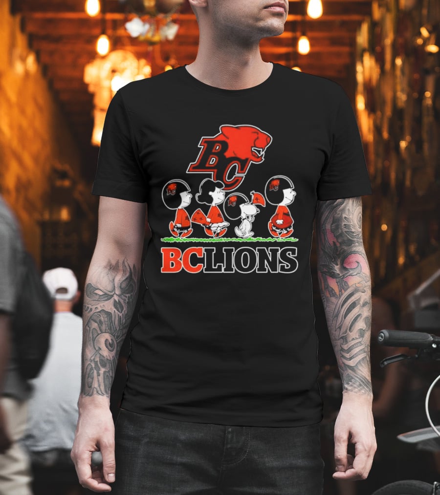 Peanuts Characters Collaboration With BC Lions CFL Team T-Shirt