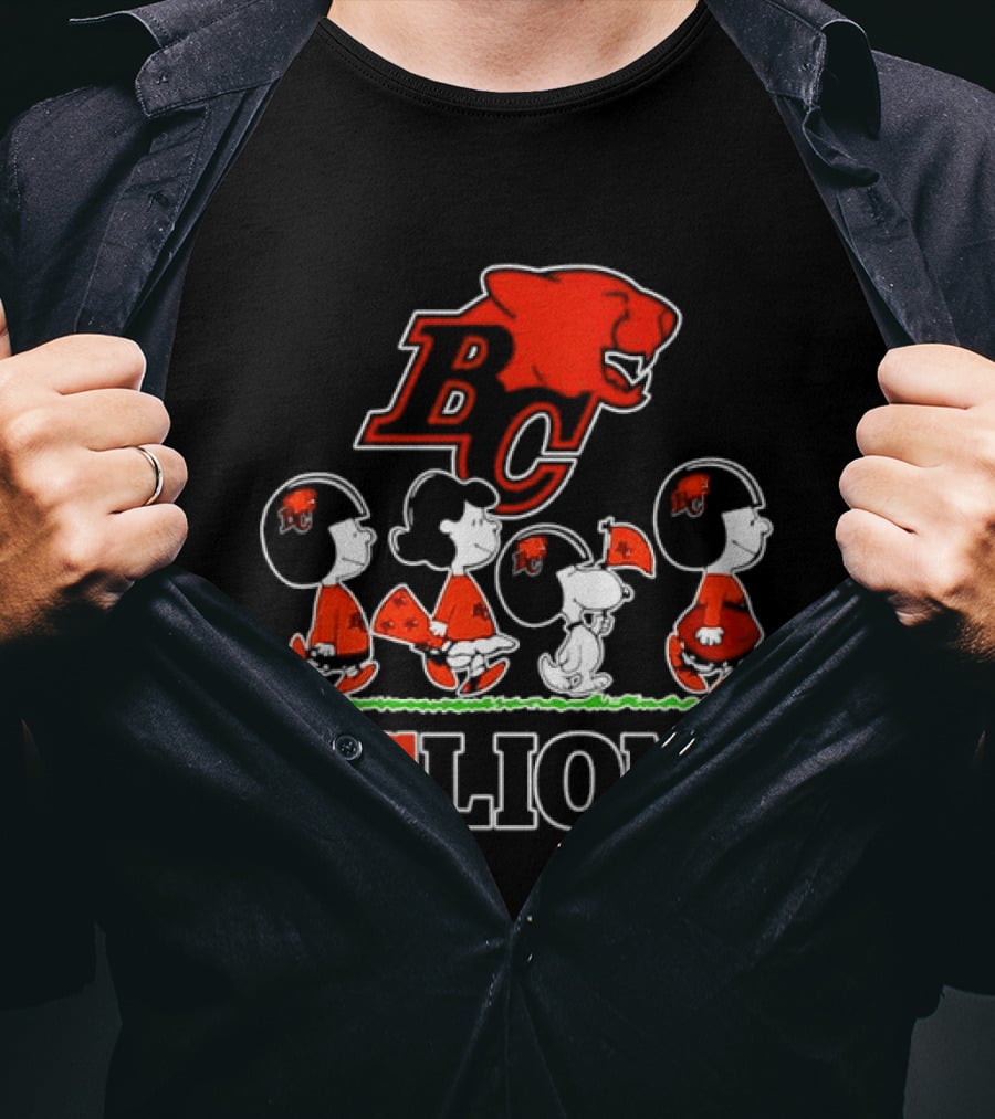 Peanuts Characters Collaboration With BC Lions CFL Team T-Shirt