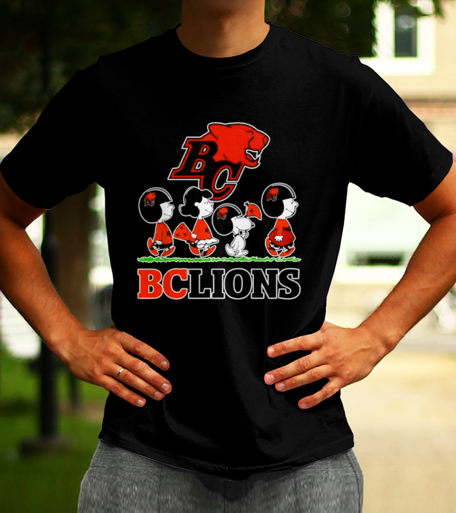 Peanuts Characters Collaboration With BC Lions CFL Team T-Shirt