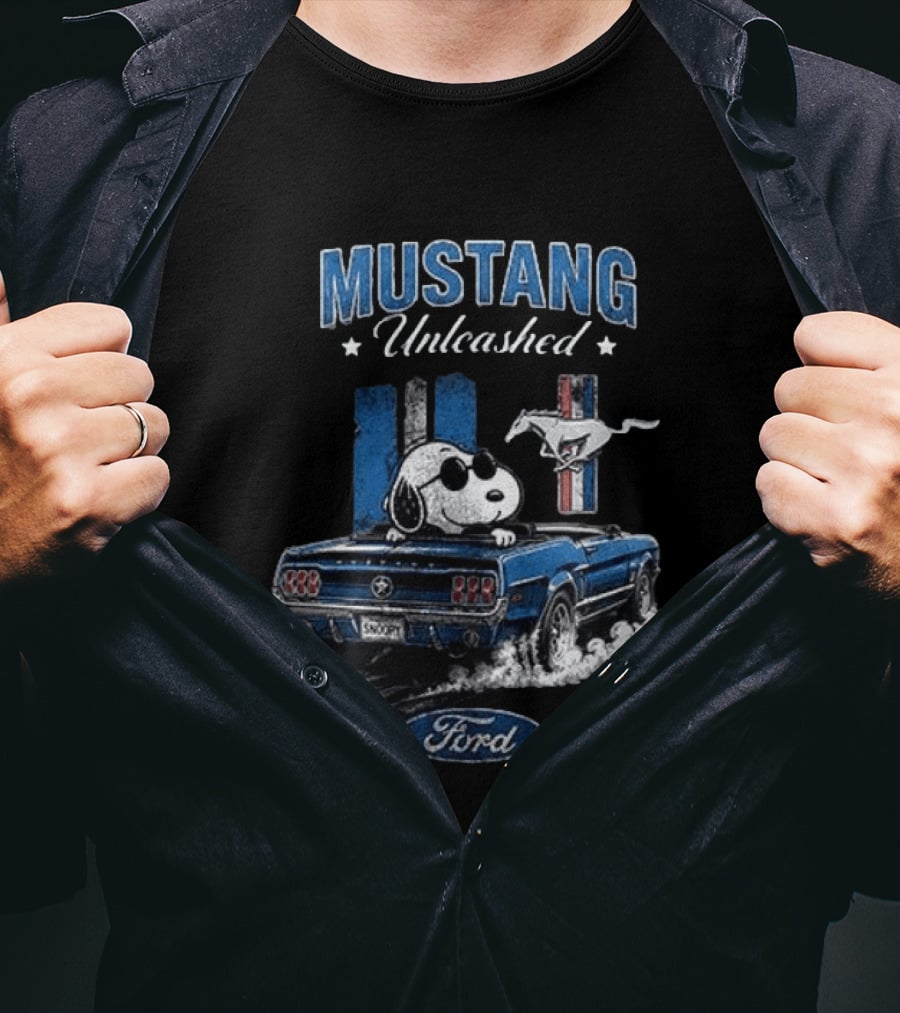 Peanuts Snoopy Mustang Unleashed Ford Collaboration T-Shirt