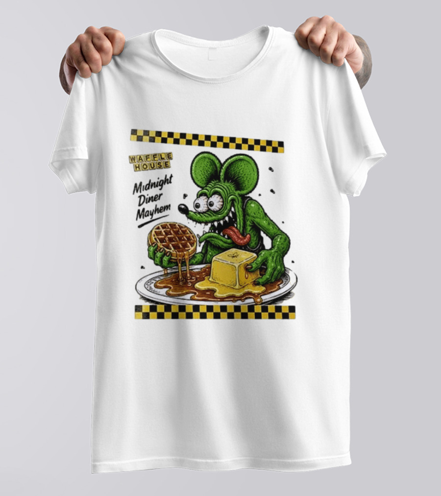 Rat Fink Waffle House Midnight Diner Mayhem Stay Golden T-Shirt