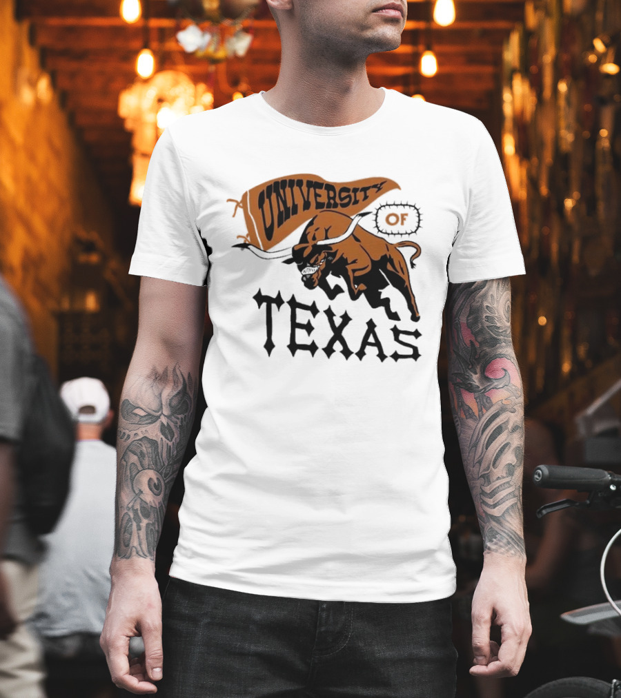 University Of Texas Longhorns Bull Mascot Banner T-Shirt