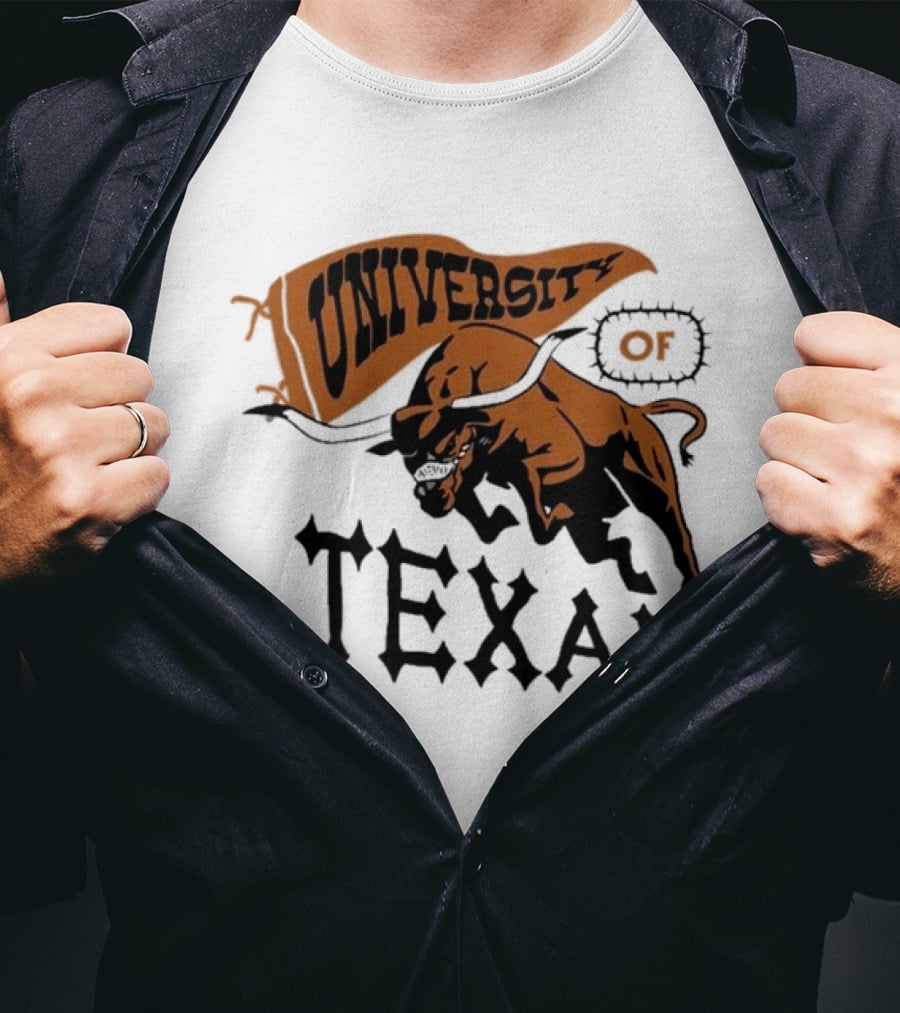 University Of Texas Longhorns Bull Mascot Banner T-Shirt