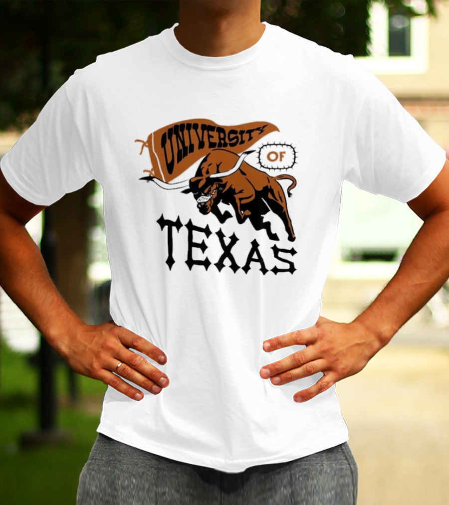 University Of Texas Longhorns Bull Mascot Banner T-Shirt