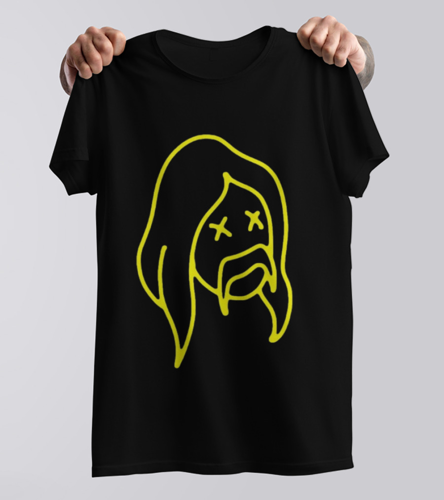 Austin Meade Store Blackout Black Neon Yellow Face Lines T-Shirt