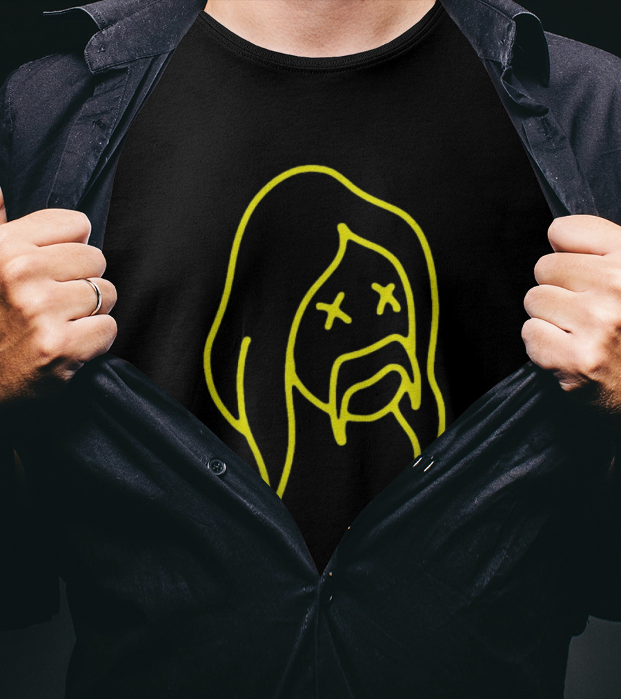 Austin Meade Store Blackout Black Neon Yellow Face Lines T-Shirt