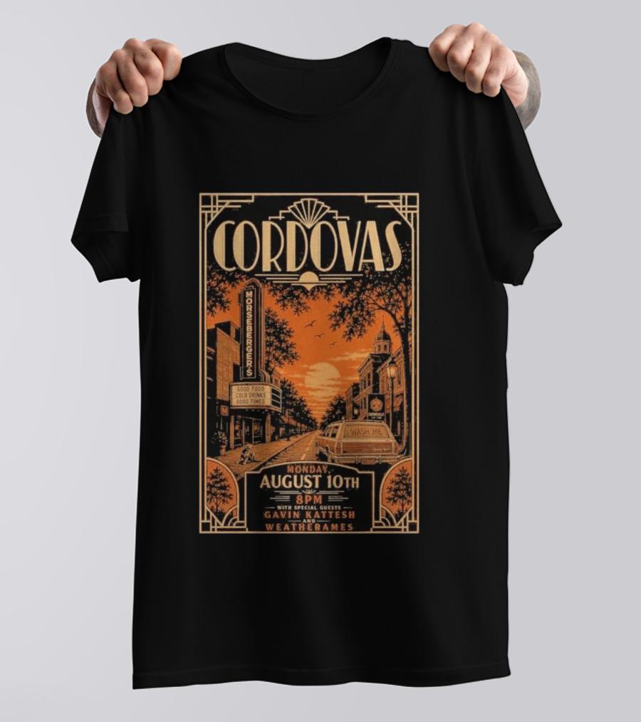 Cordovas Morsbergers Tavern Monday August 10th 8PM Catonsville MD Special Guests Gavin Katteesh Weatherames T-Shirt