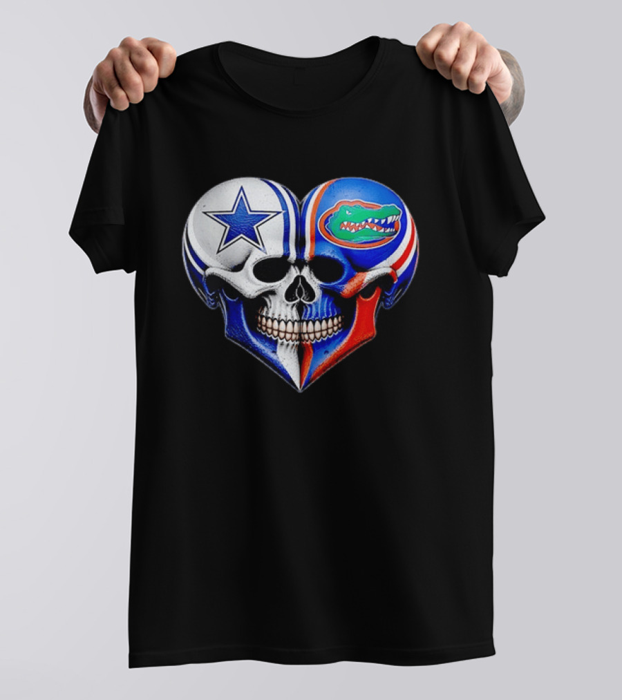 Dallas Cowboys Florida Gators Heart Skull T-Shirt