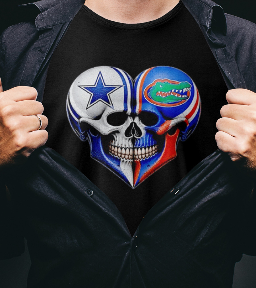Dallas Cowboys Florida Gators Heart Skull T-Shirt